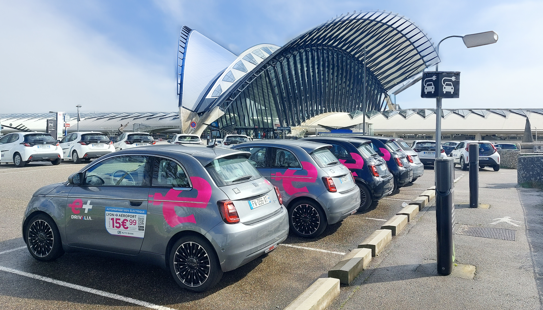 The Drivalia electric car sharing service at Lyon airport